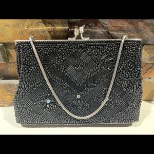 Vintage Women’s black beaded evening bag